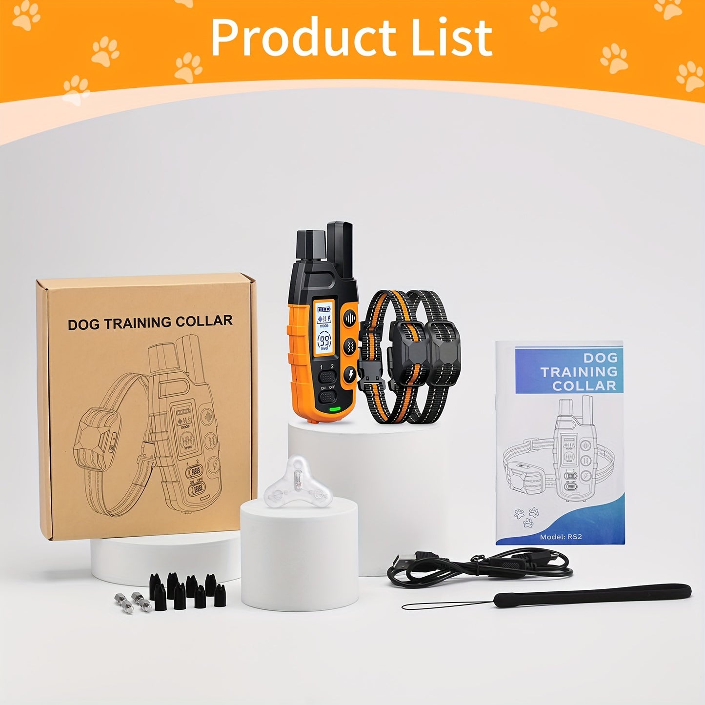 1/2 Collars, 3300ft Range Dog Training Collars With Remote, Adjustable Nylon Strap, With Beep 1-8, Vibration 1-16, Safe Shock 1-99, Rechargeable Waterproof, For Small To Large Dogs 5-150lbs