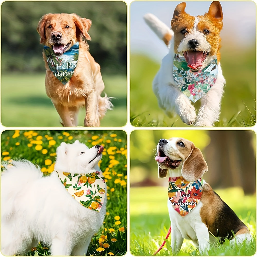 50pcs Summer Floral Pet Bandana Washable Dog Scarf Set
