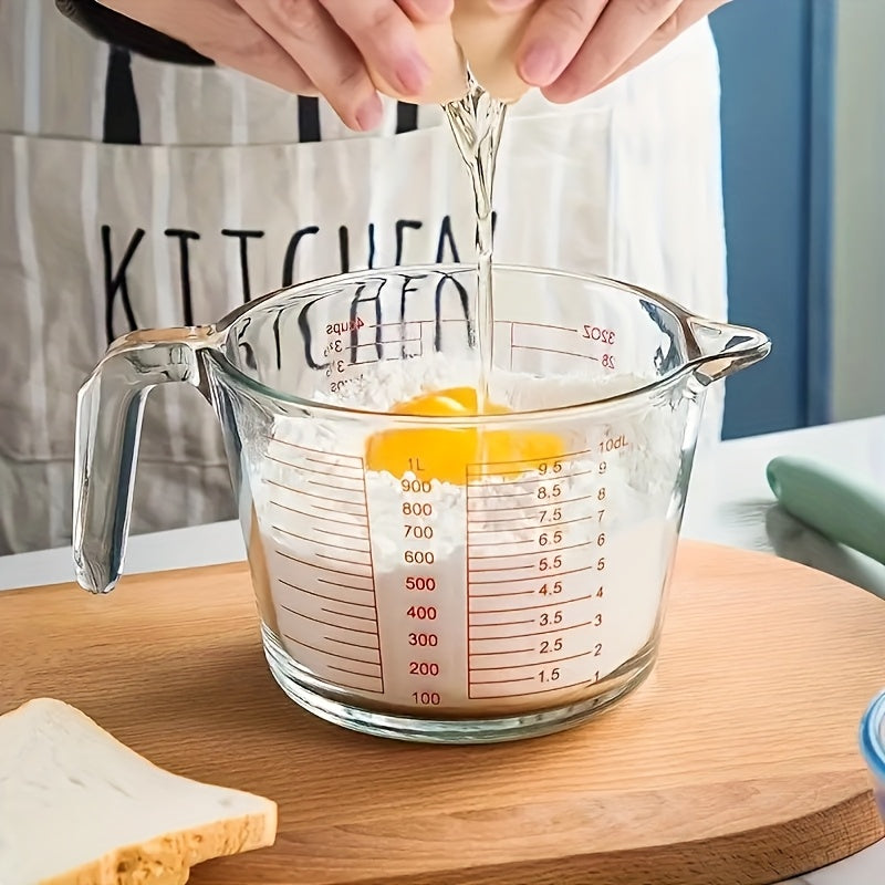 11.83oz 16.91oz 33.81oz Three-piece Set Glass Kitchen Measuring Cup With Scale Glass Cup Food-grade High-temperature Resistant Breakfast Milk Cup Egg-beating Baking Measuring Cup Glass Water Cup
