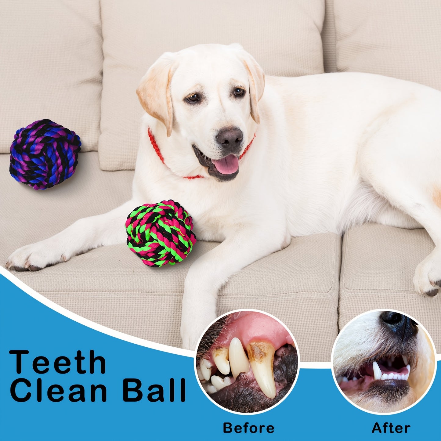 18pcs Dog Rope Ball Dog Toy For Aggressive Chewers