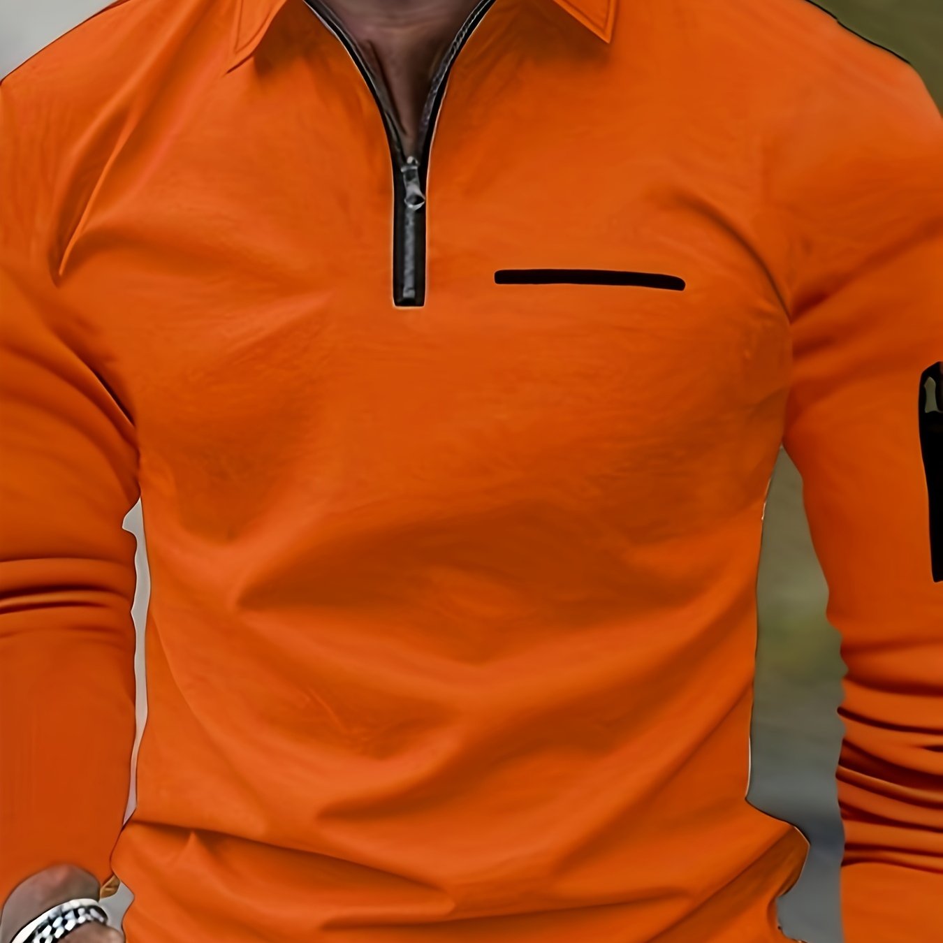 1pc Men's Casual Polyester Shirt with Zipper Detail - All-Season Knit Fabric, Regular Fit Short Sleeve
