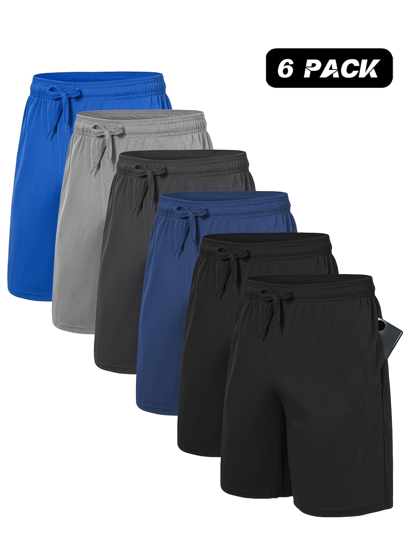 Men'S Shorts 6 Pack Summer Lightweight Quick Dry Athletic