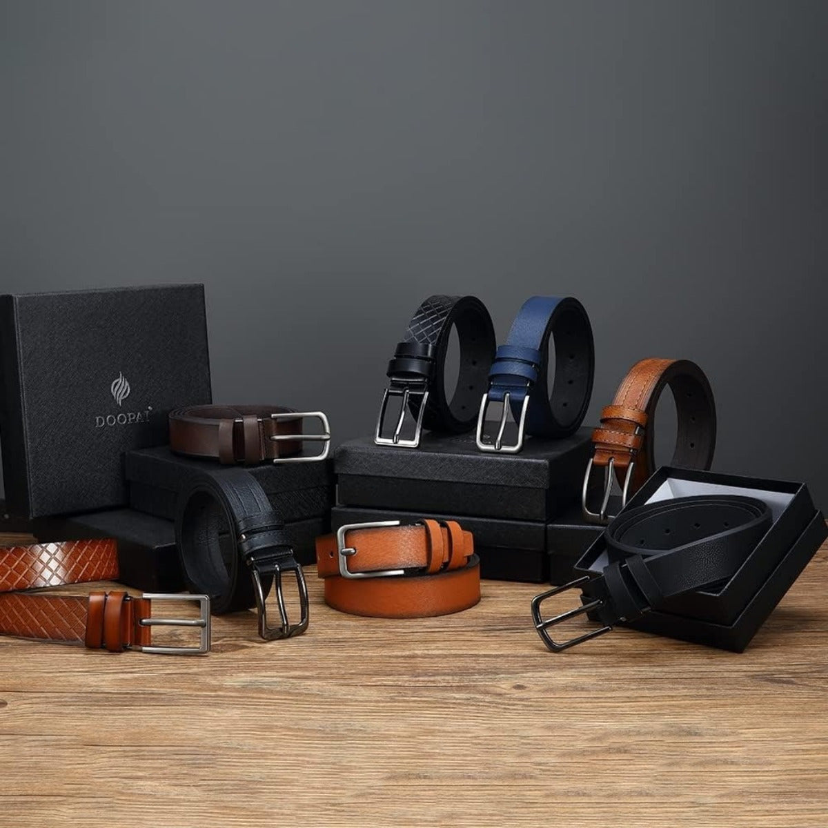 DOOPAI Men's Belt 2pcs Leather Dress Belt Casual Wear