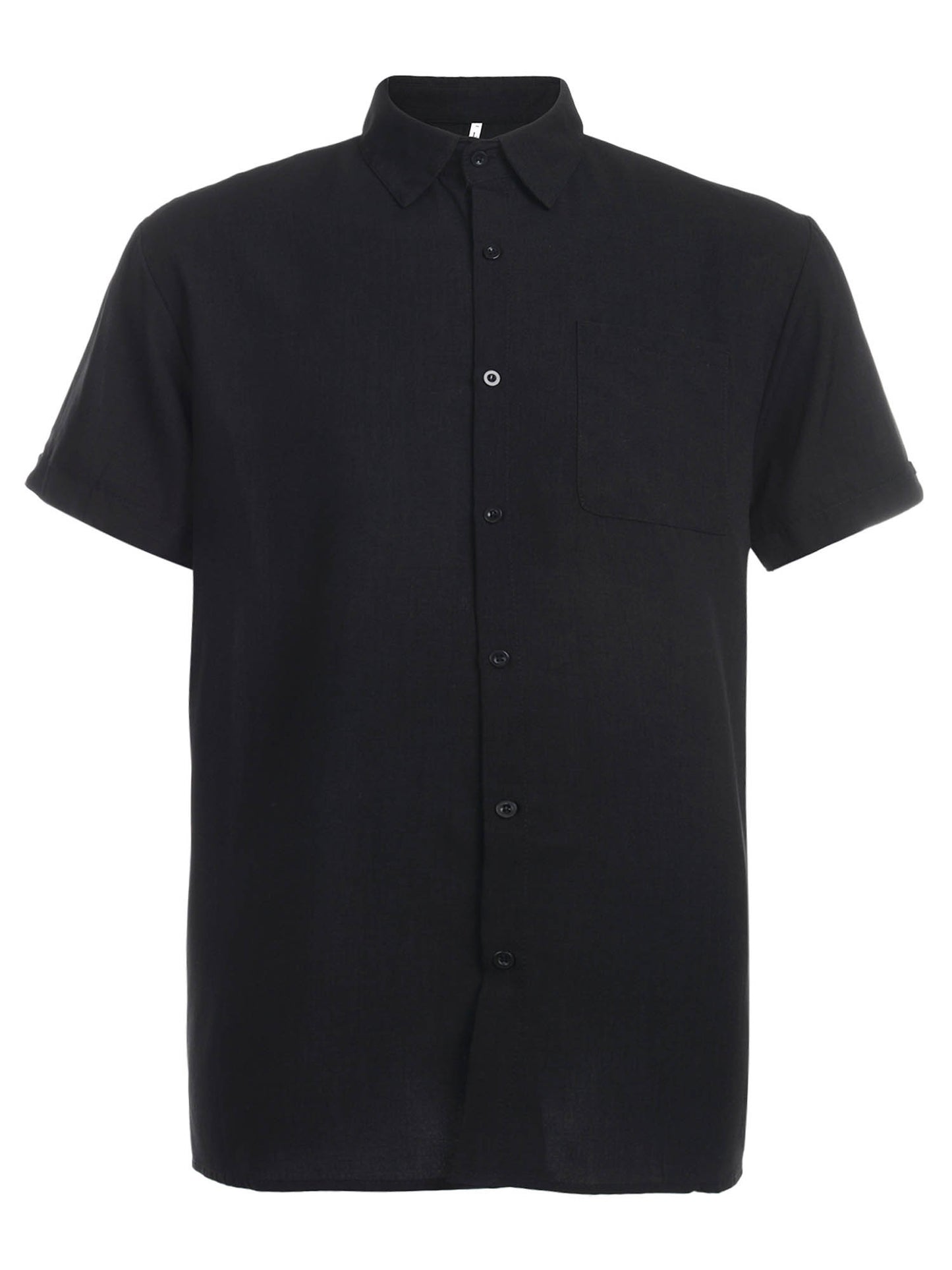 Mens Casual Loose Linen Short Sleeve Shirt Turndown Collar