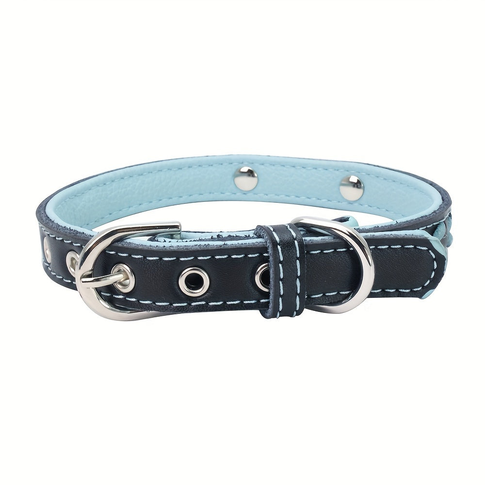 Personalized Dog Collar With Leash Set - Engraved Name Plate - Reflective Leather Dog Collar Custom Small Medium Or Large Size Dogs Cats