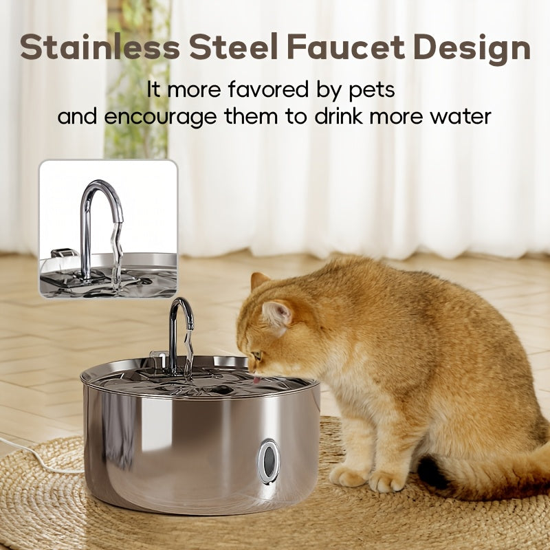 JPET 236Oz/7L/1.8Gal Stainless Steel Dog Water Fountain, Automatic Pet Fountain Dog Water Dispenser with Replacement Filters for Cats, Dogs, Multiple Pets, USB Powered Cat Water Dispenser with Water Level Window, Without Batt
