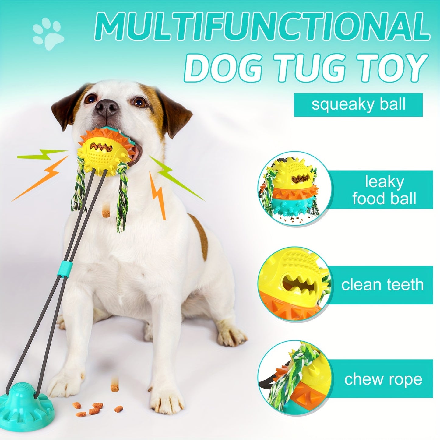 Dog Toys For Aggressive Chewers Interactive Indestructible Puzzle Stimulating Chew Toy Suction Cup Tug Of War Enrichment Rope Boredom Busy Self Play Food Teething Puppy Dispensing Squeaky Ball Dogs