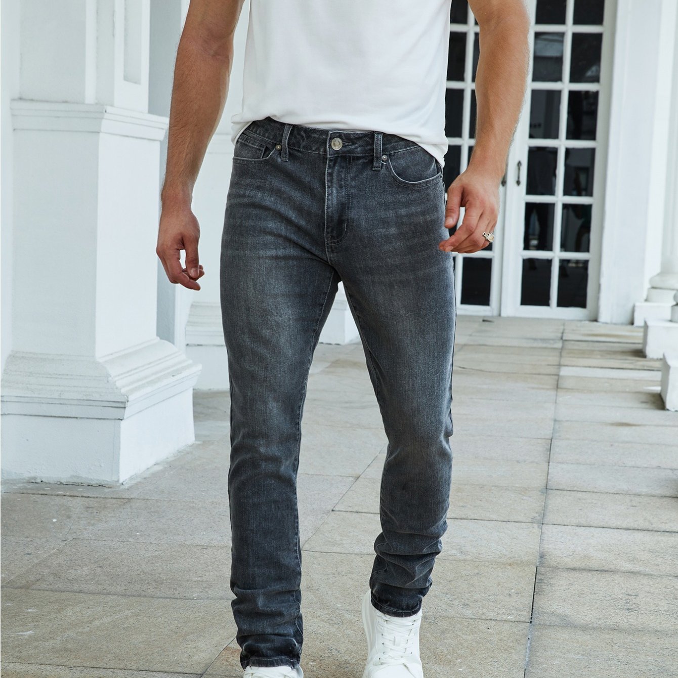 Men'S Fashion Stretch Pants, Multiple Color Options, Each Color Is a Very Good Process Wash, Slim-Fit Style, Suitable for All Seasons Suitable for All Holiday Travel Carnival, Christmas Black Five Special Selection