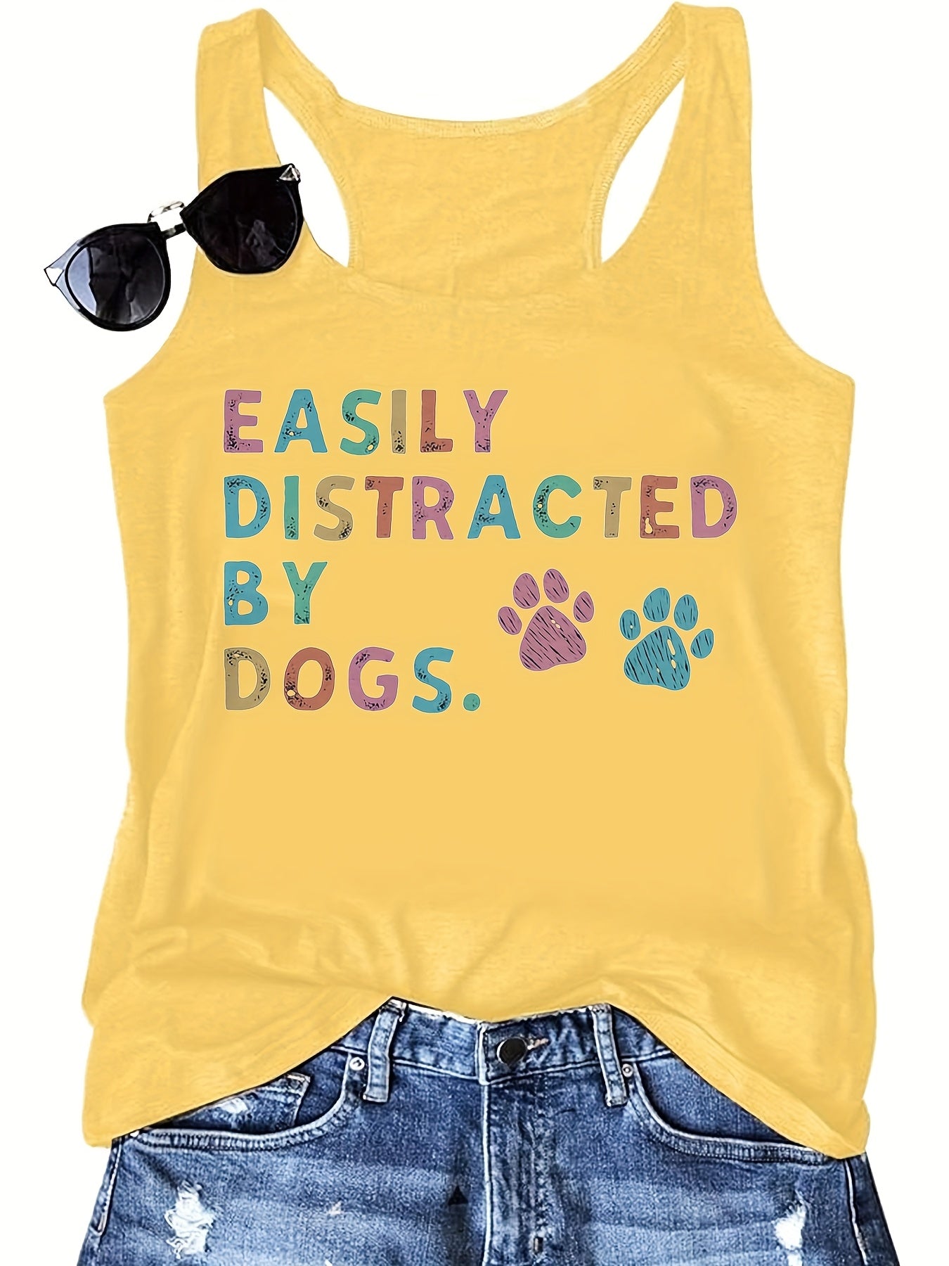 Women's Sleeveless Casual Vest, Easily Distracted By Dogs
