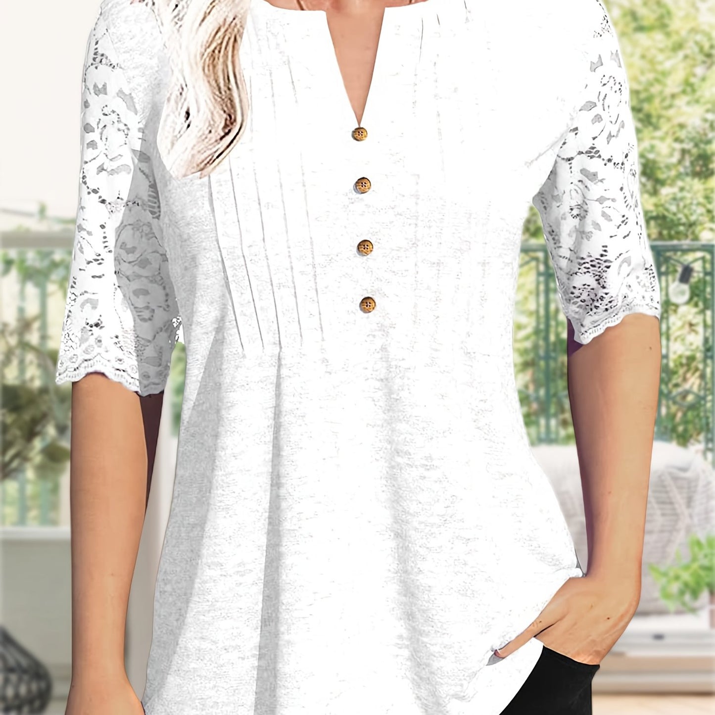 Women'S Zipper Summer Pleated Button Short Sleeve T-Shirt