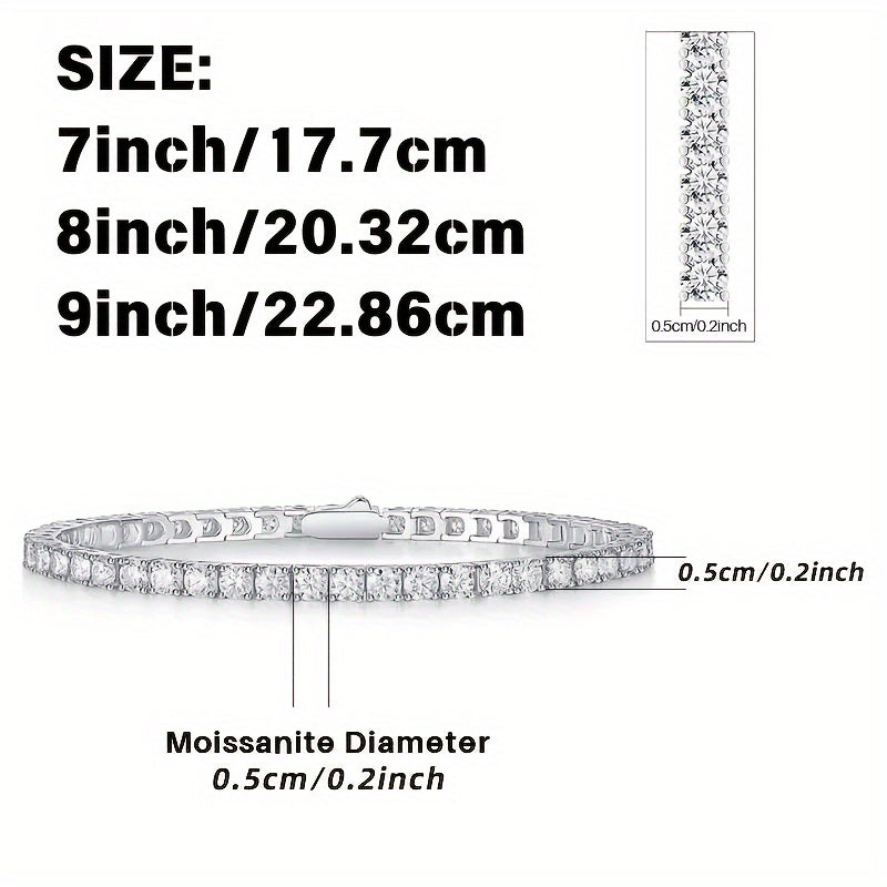 1pc S925 Sterling Silver 9.8 Carat Mosan Gem Hip Hop Bracelet