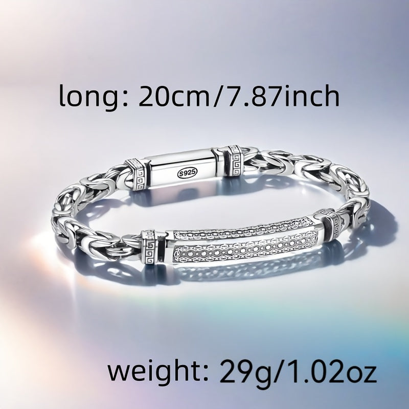 Silvery S925 Bracelet for Men Birthday Gift 29 Grams