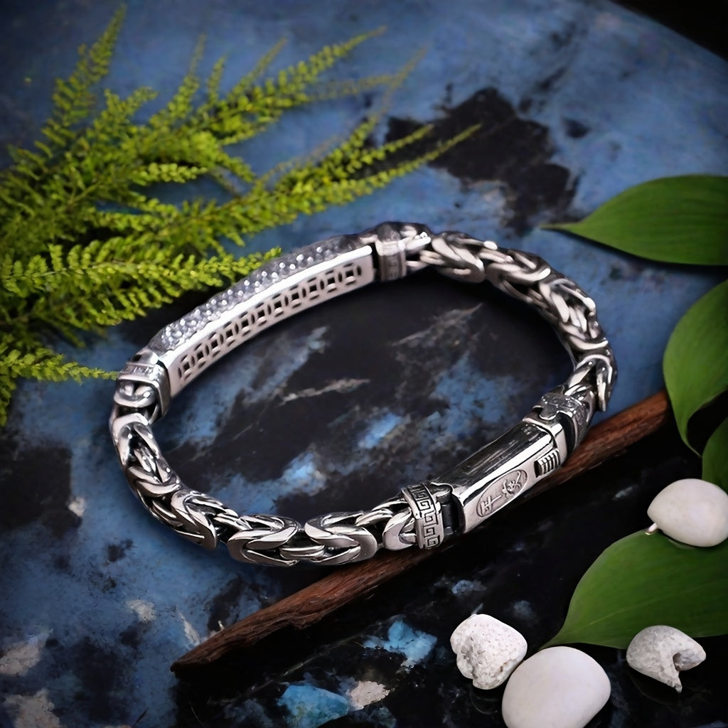 Silvery S925 Bracelet for Men Birthday Gift 29 Grams