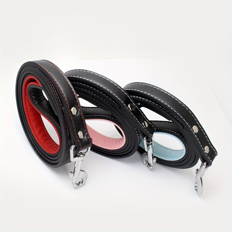Personalized Dog Collar With Leash Set - Engraved Name Plate - Reflective Leather Dog Collar Custom Small Medium Or Large Size Dogs Cats