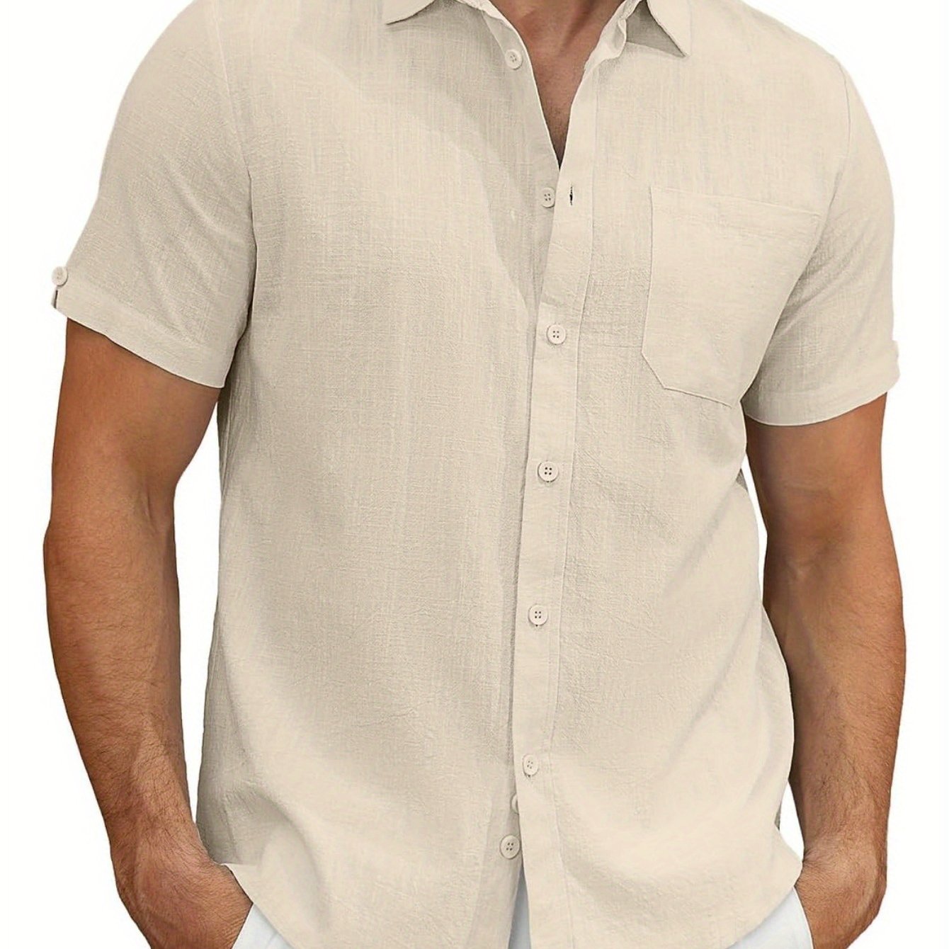 Men's Lightweight Casual Button Short Sleeve Cotton Shirt
