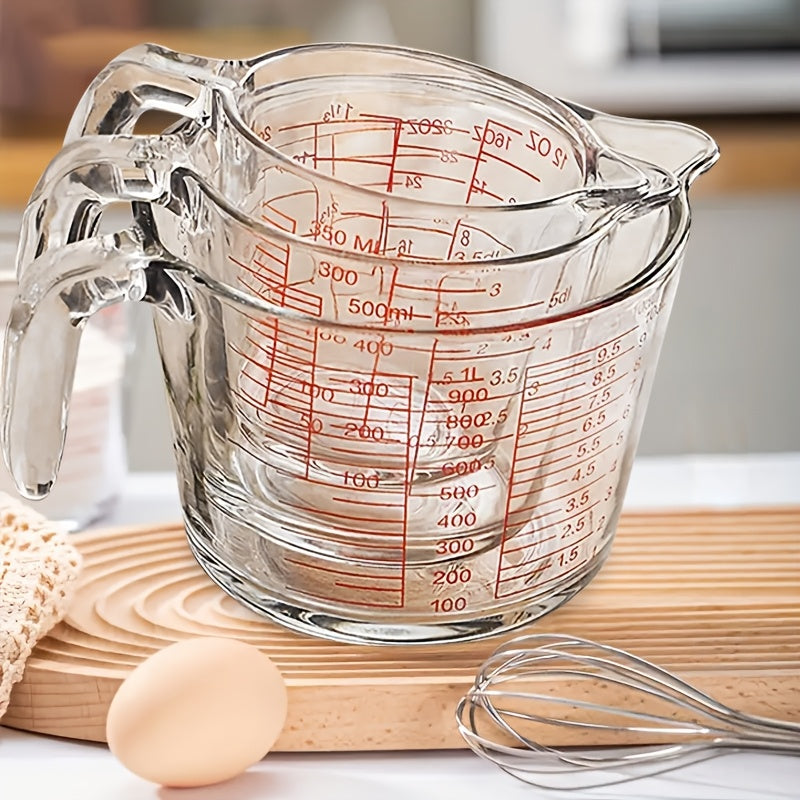1/3pcs Glass Measuring Cup Set, Includes 1-Cup, And 2-Cup Tempered Glass Liquid Measuring Cups, Dishwasher, Freezer, Microwave, And Preheated Oven Safe, Essential Kitchen Tools