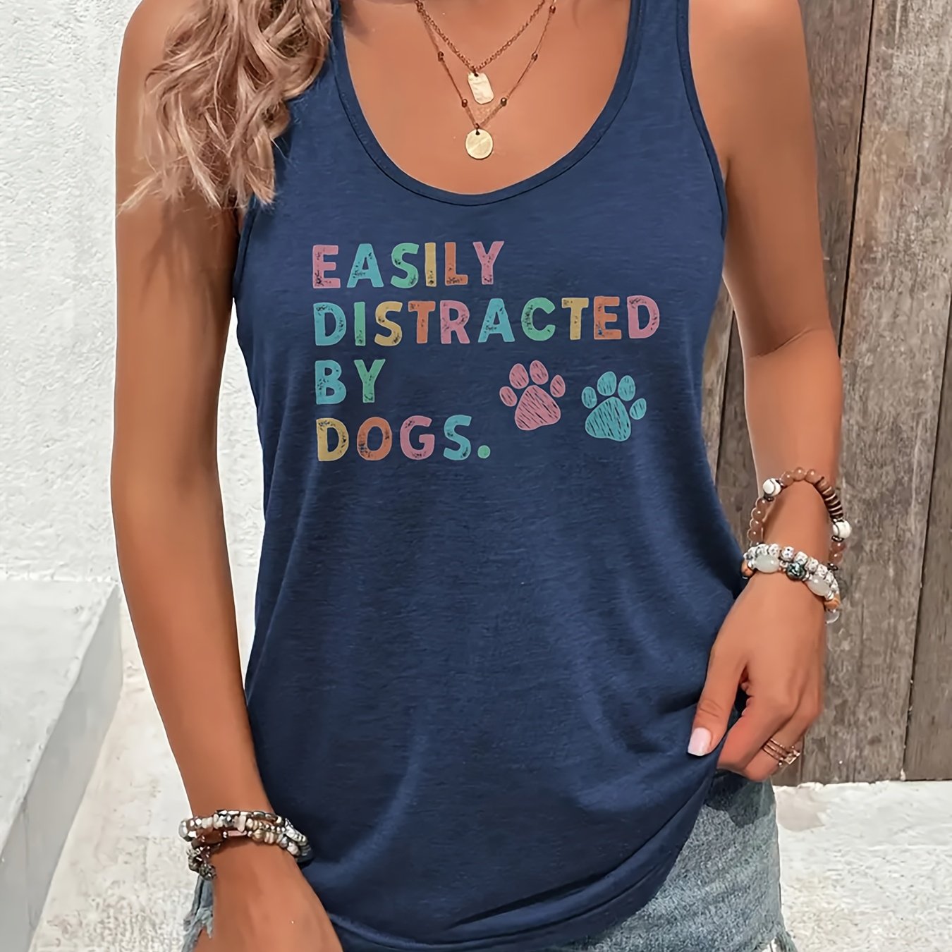 Women's Sleeveless Casual Vest, Easily Distracted By Dogs