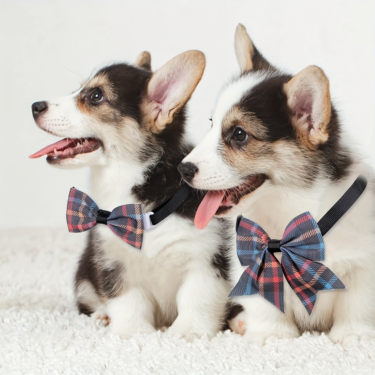 100pcs Plaid Dog Bow Tie Collar Set For Small Medium Dogs