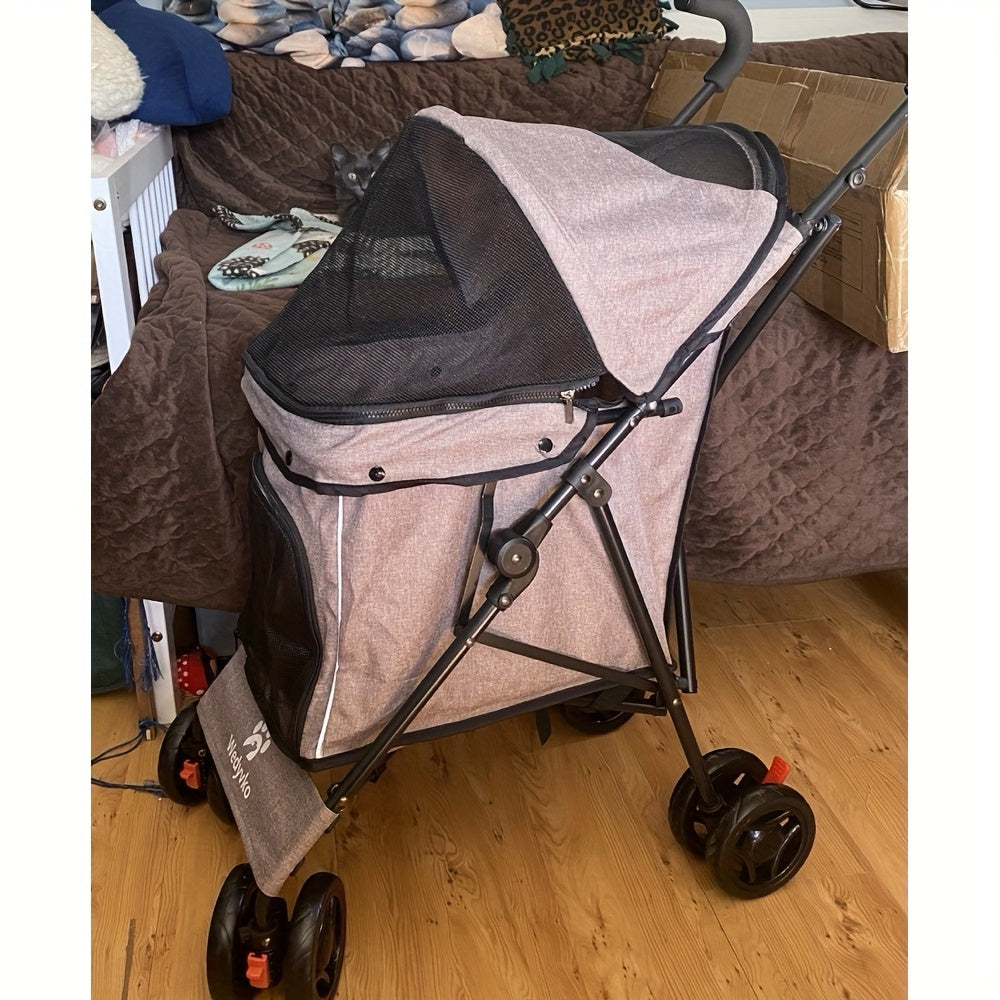 Medium Dog Stroller 50lb With Storage Basket And Leashes
