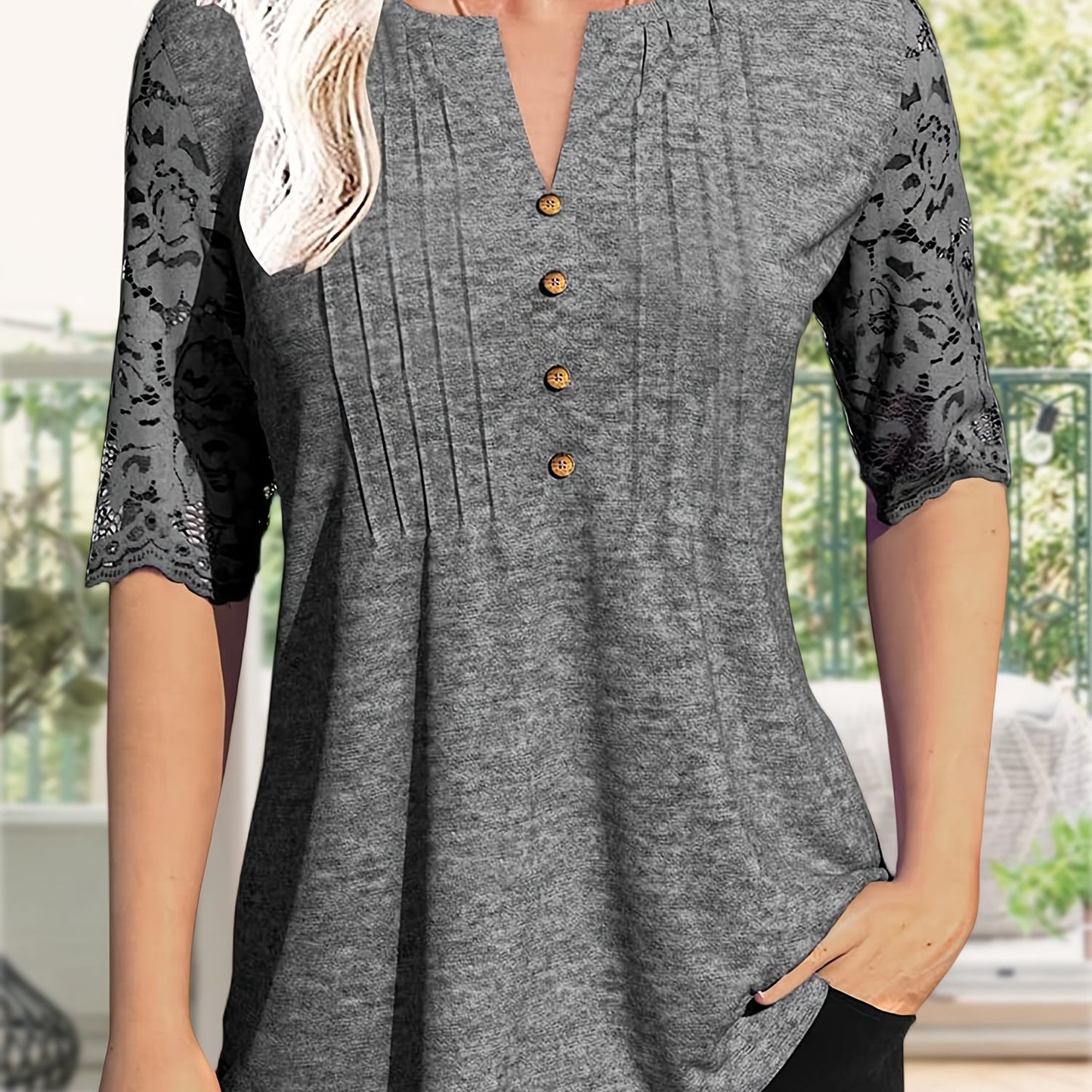 Women'S Zipper Summer Pleated Button Short Sleeve T-Shirt