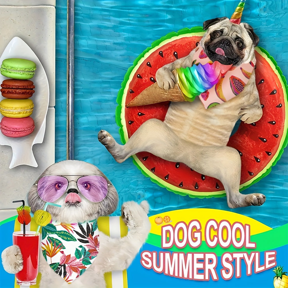 50pcs Summer Floral Pet Bandana Washable Dog Scarf Set
