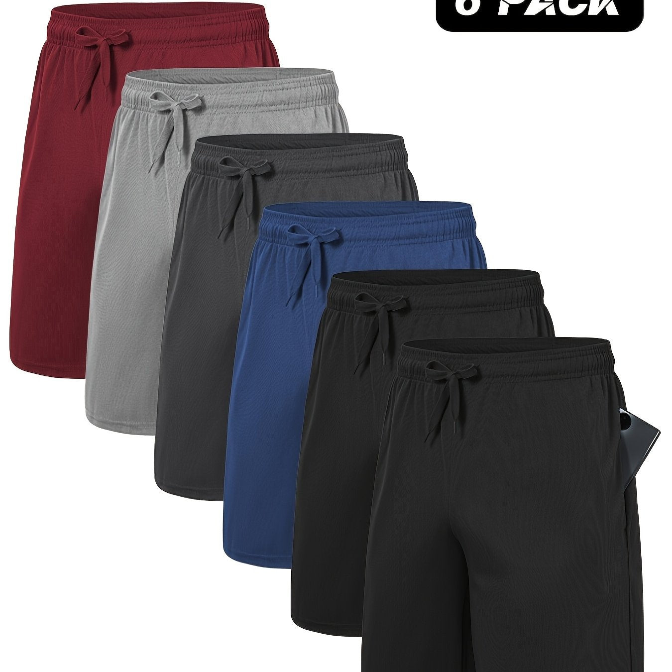 Men'S Shorts 6 Pack Summer Lightweight Quick Dry Athletic