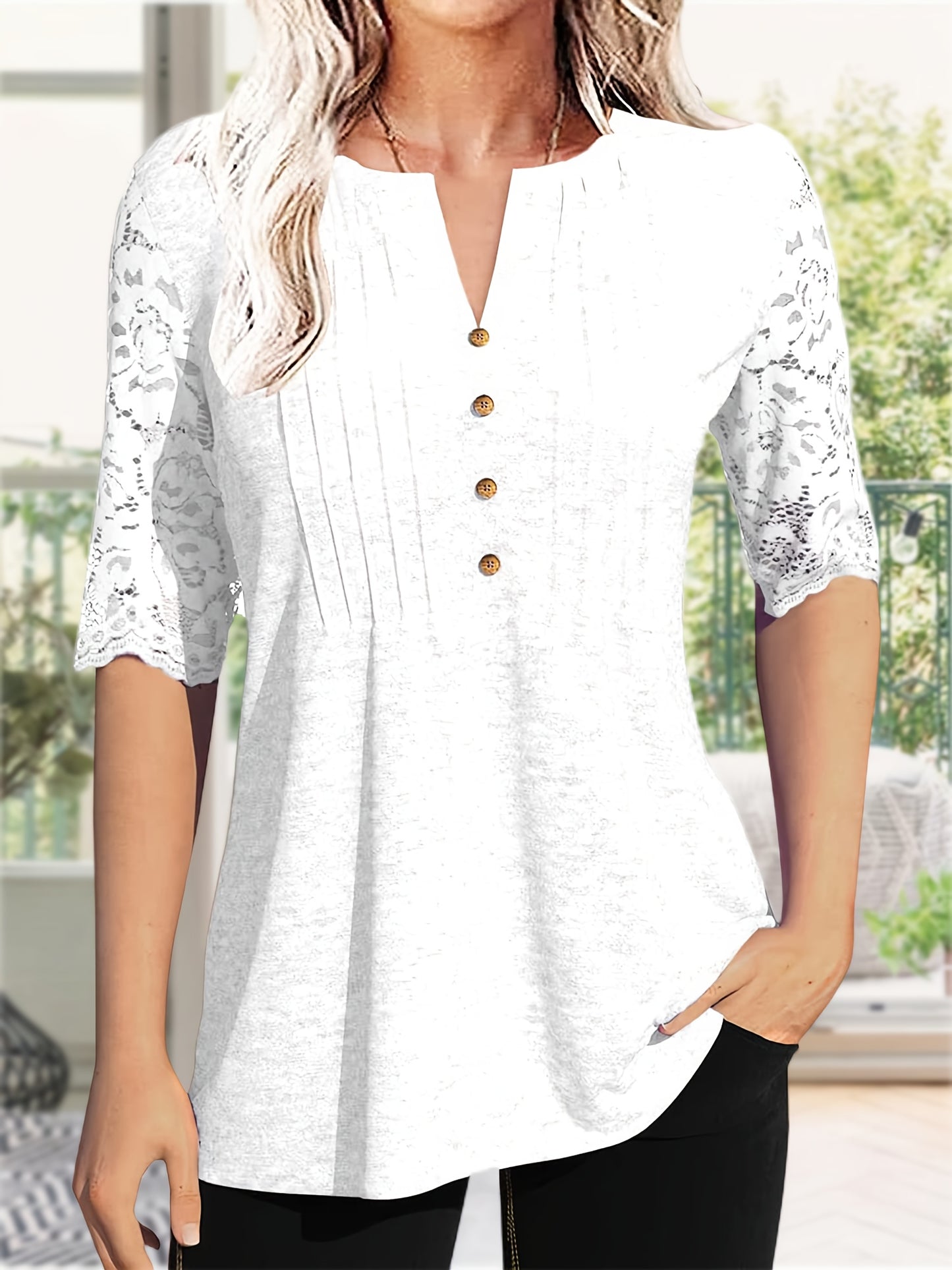 Women'S Zipper Summer Pleated Button Short Sleeve T-Shirt