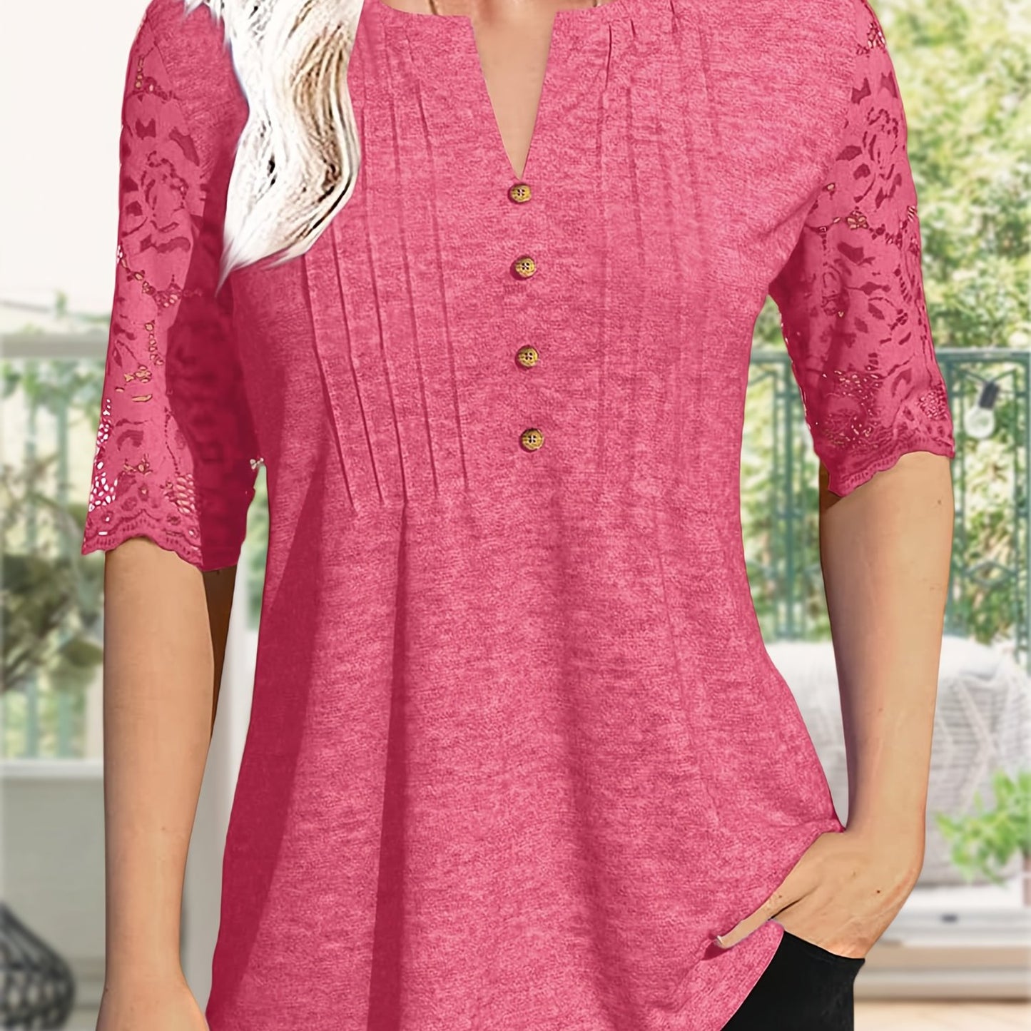 Women'S Zipper Summer Pleated Button Short Sleeve T-Shirt