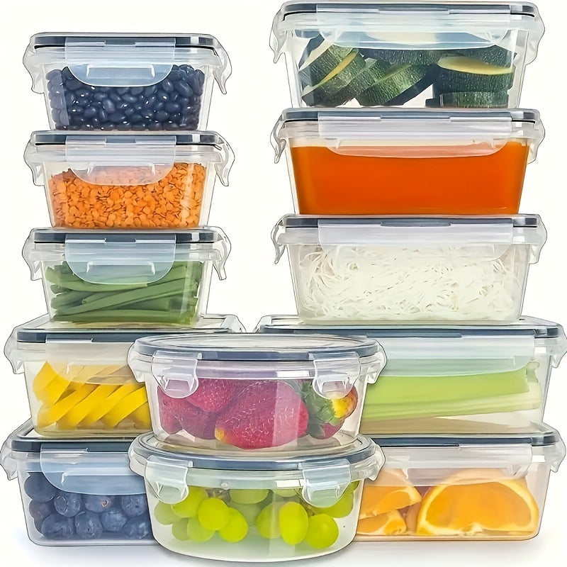 24-Piece Food Storage Container Set With Easy-Snap Lids (12 Lids + 12 Containers) - Airtight Plastic Containers Gift For Pantry And Kitchen Organization - BPA Free, Comes With Free Labels And Markers, Local Warehouse Delivery