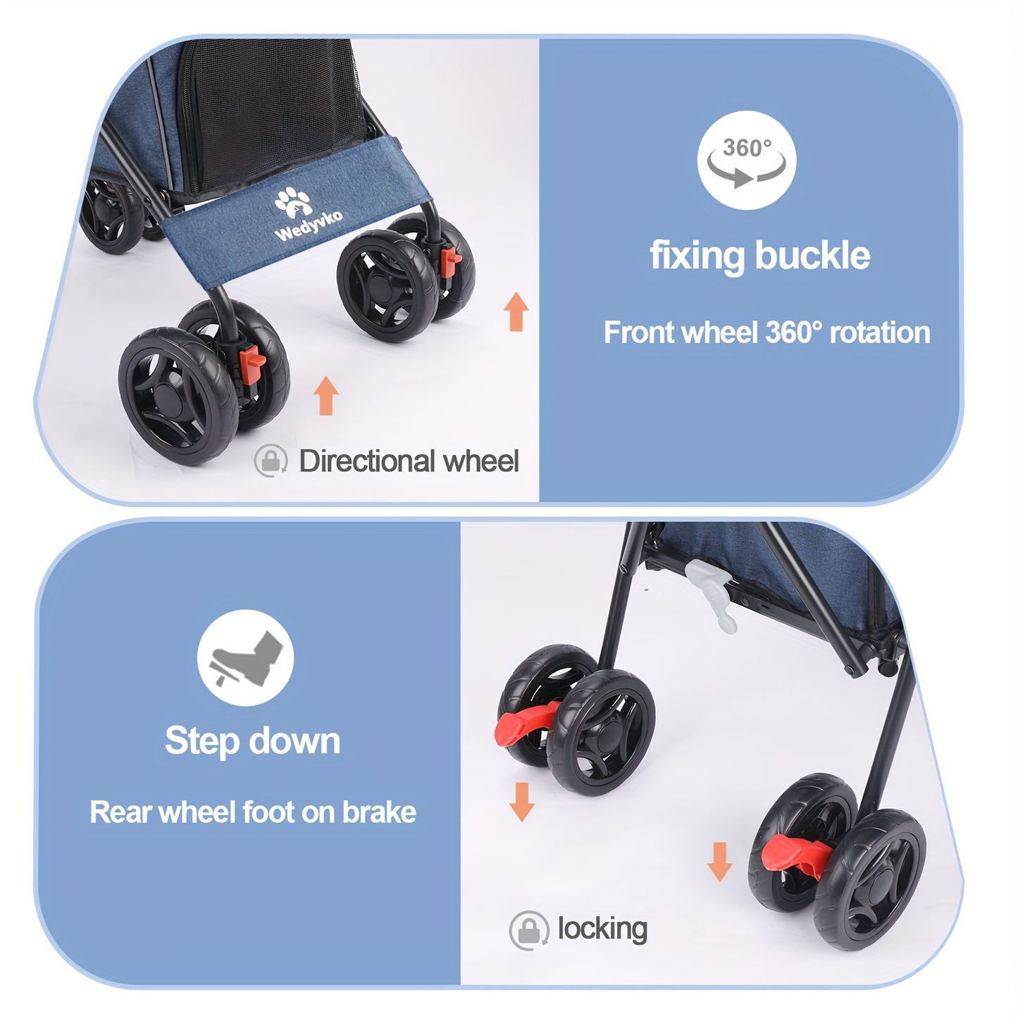Umbrella Dog Stroller, Travel Portable Pet Stroller For Small Puppy Dogs & Cats, Up To 33 Lbs Only 7.8 Lbs Travel-friendly Pet Stroller