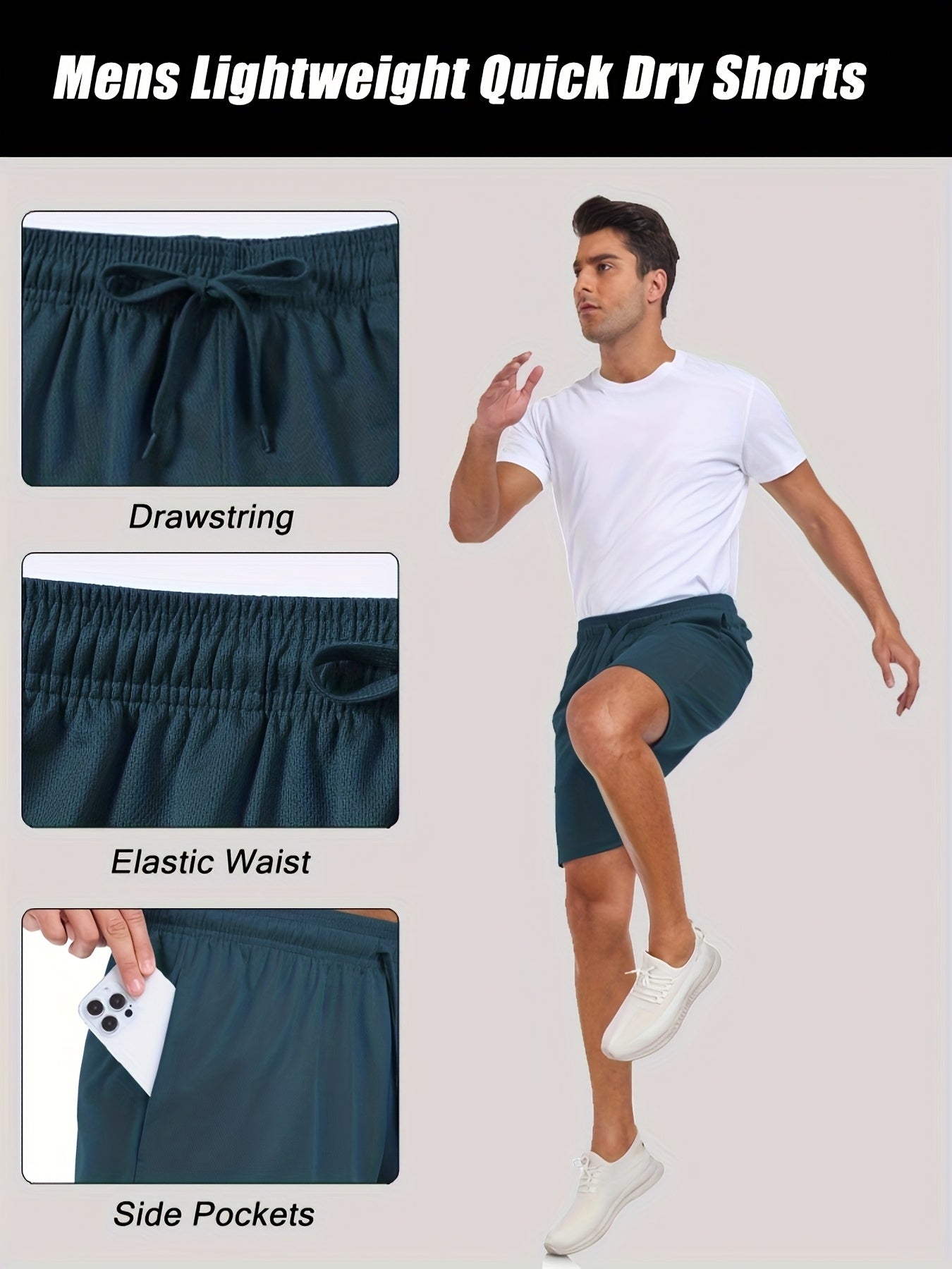 Men'S Shorts 6 Pack Summer Lightweight Quick Dry Athletic