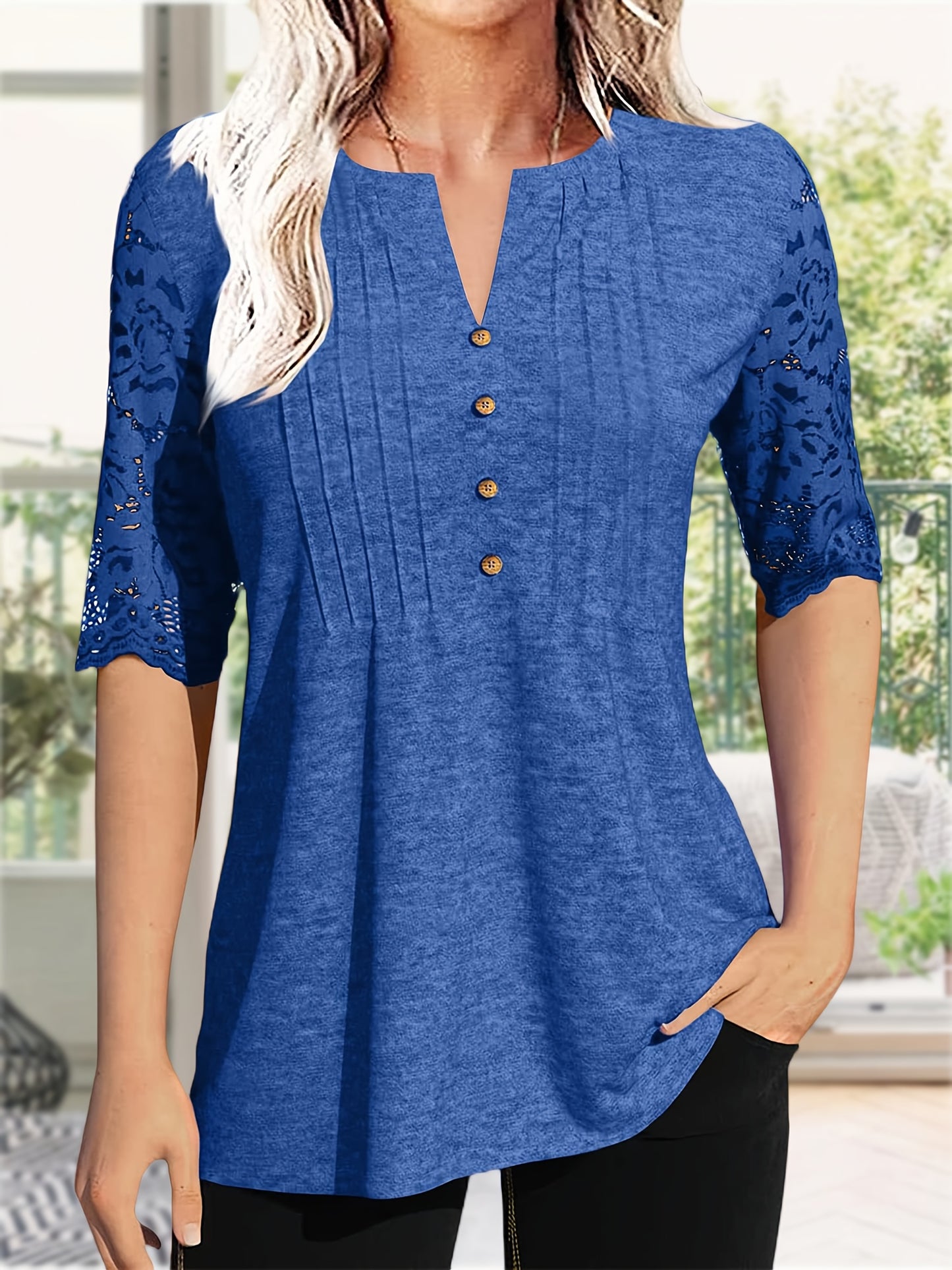 Women'S Zipper Summer Pleated Button Short Sleeve T-Shirt