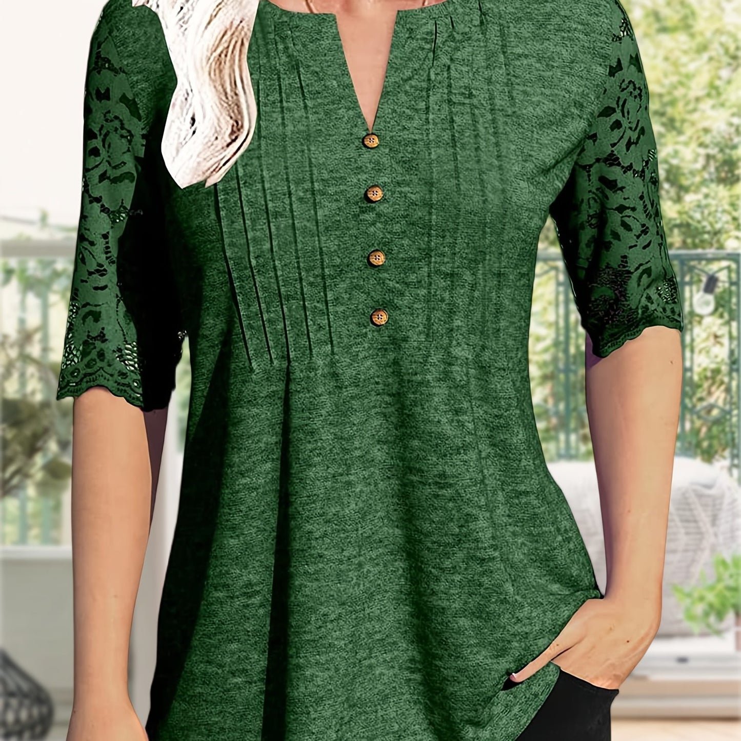 Women'S Zipper Summer Pleated Button Short Sleeve T-Shirt