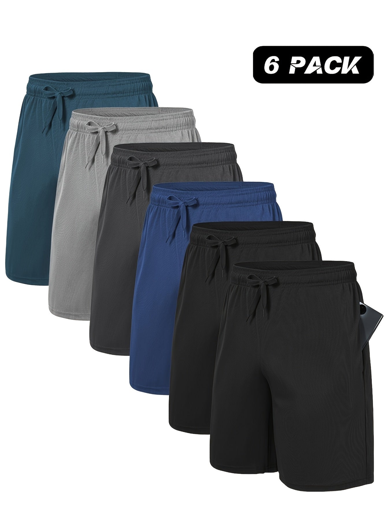 Men'S Shorts 6 Pack Summer Lightweight Quick Dry Athletic