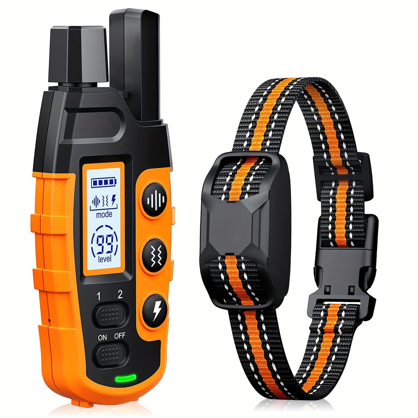 1/2 Collars, 3300ft Range Dog Training Collars With Remote, Adjustable Nylon Strap, With Beep 1-8, Vibration 1-16, Safe Shock 1-99, Rechargeable Waterproof, For Small To Large Dogs 5-150lbs