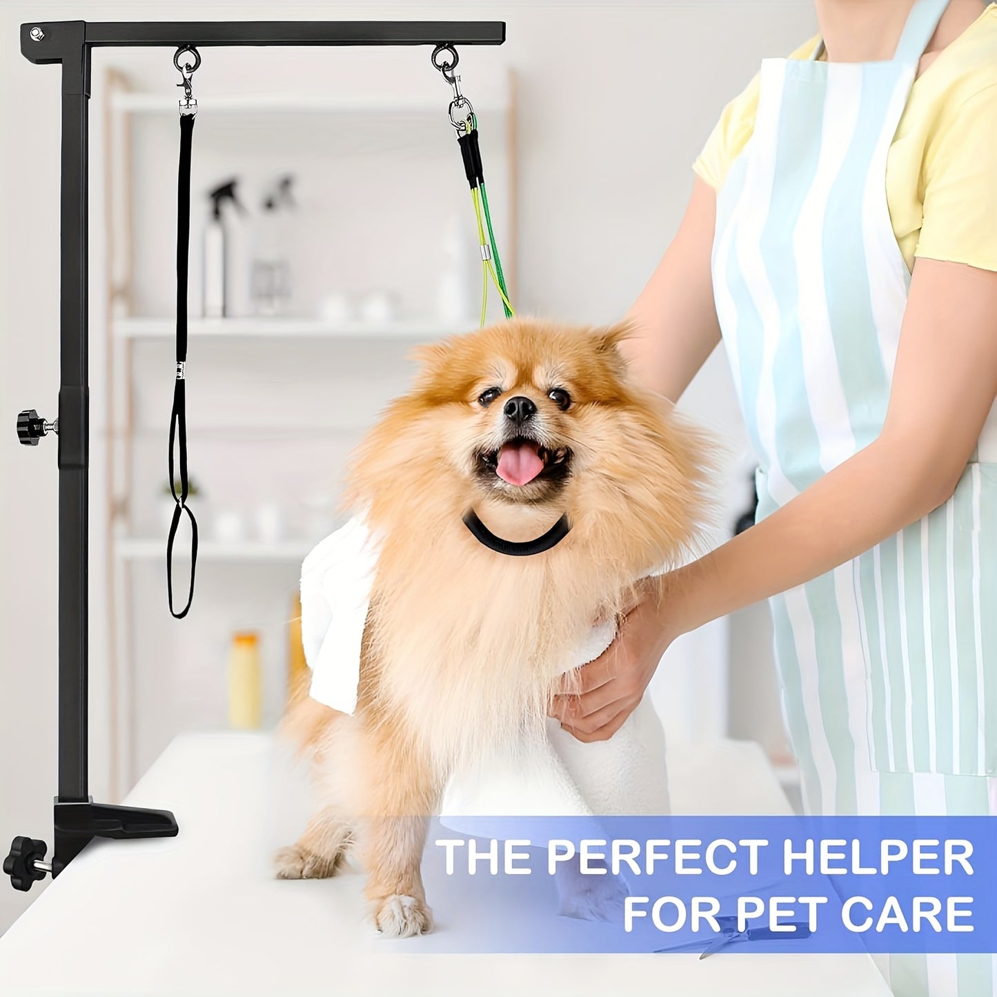 37" Dog Grooming Table Arm Dog Grooming Stand With Loop Noose Foldable Dog Grooming Harness For Small Medium Dogs