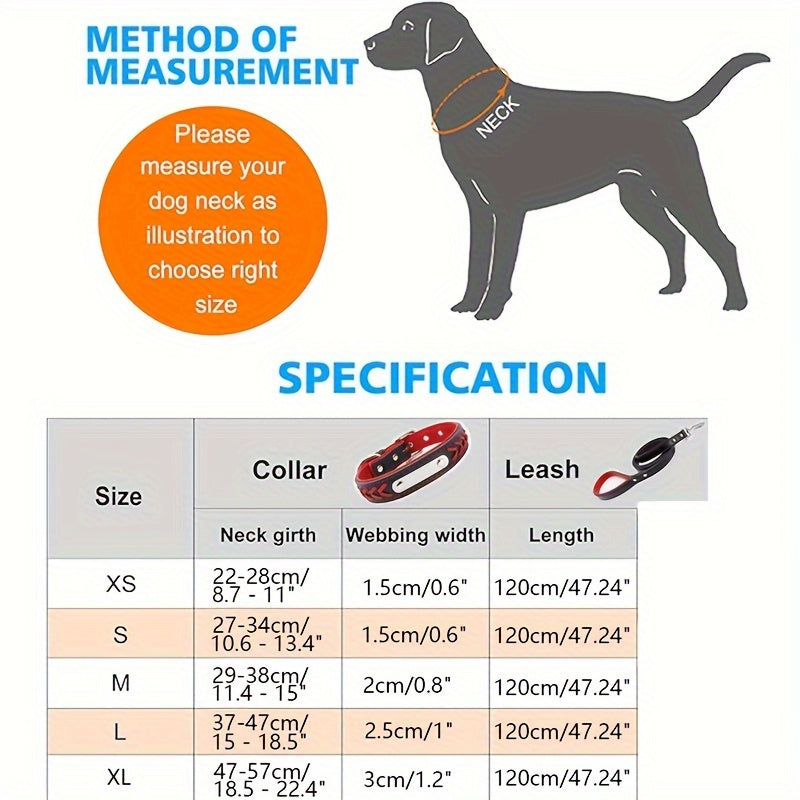 Personalized Dog Collar With Leash Set - Engraved Name Plate - Reflective Leather Dog Collar Custom Small Medium Or Large Size Dogs Cats