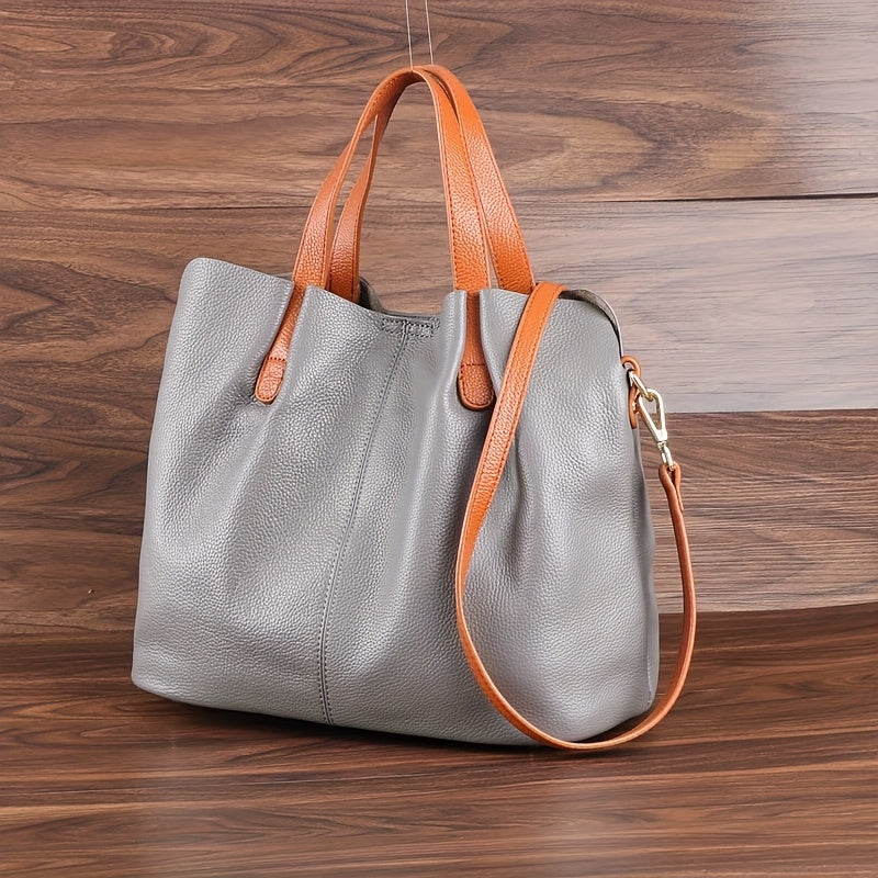 Women'S Genuine Leather Handbag - Large Capacity Crossbody