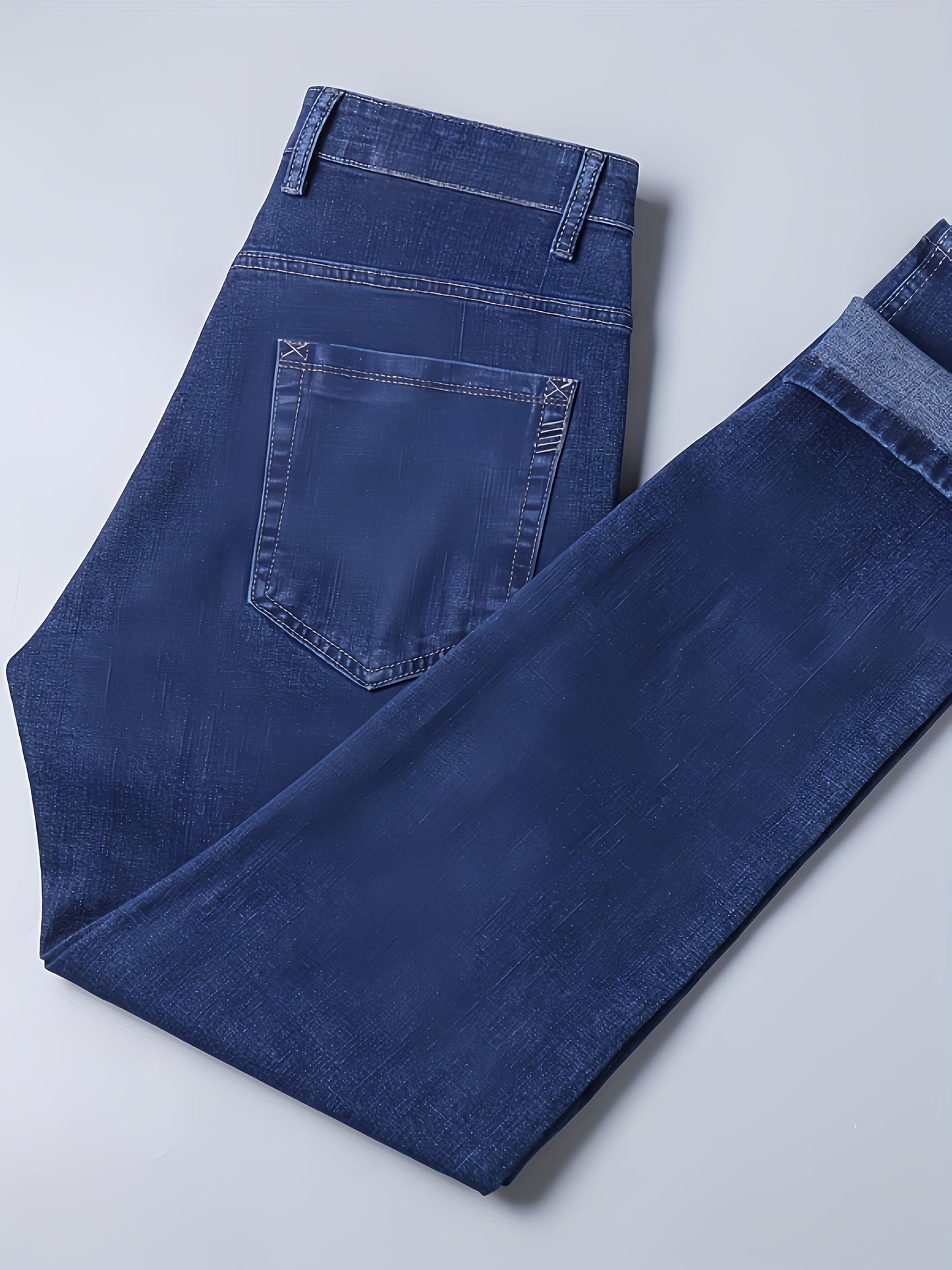Business Jeans, Stylish Jeans, Slim-Fit Jeans, Skinny Jeans, Straight-Leg Jeans, Classic Men'S Business Casual Jeans - Versatile All-Season Jeans, Regular Fit, Polyester Blend, Machine Washable, Everyday Denim | Classic Denim