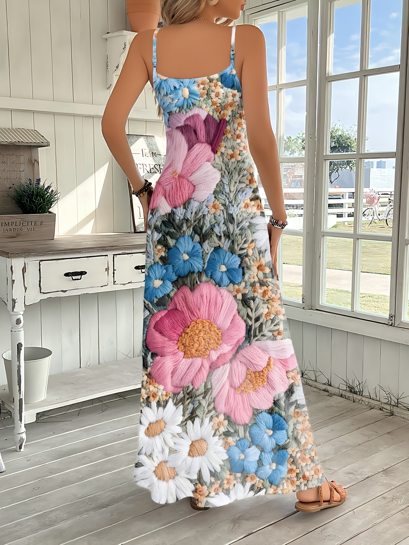 Lightweight And Flowing Floral Print Jumpsuit For Spring And Summer Holidays - Women'S Casual Camisole Jumpsuit