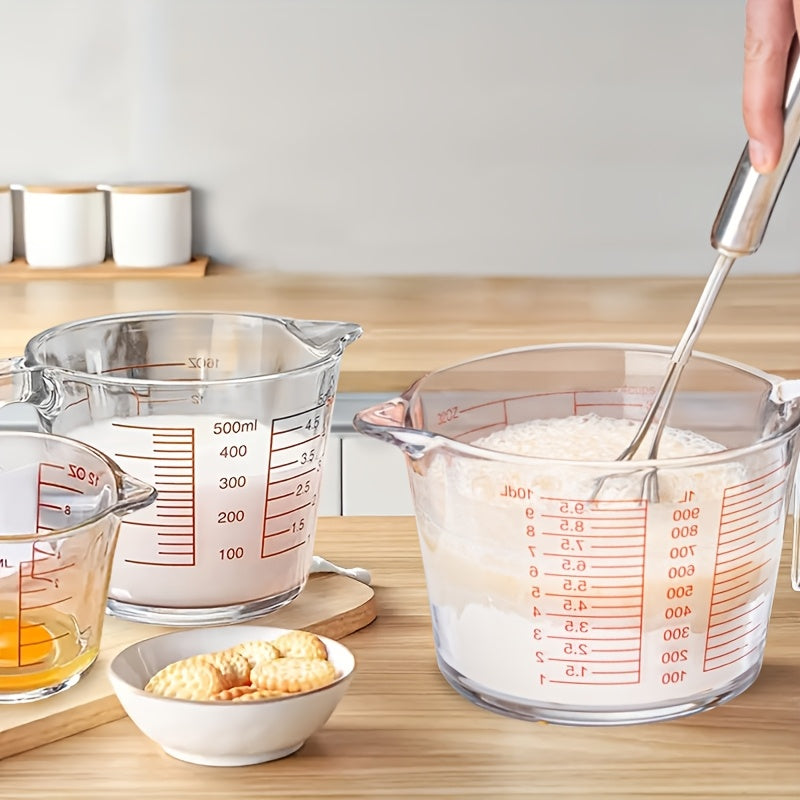 1/3pcs Glass Measuring Cup Set, Includes 1-Cup, And 2-Cup Tempered Glass Liquid Measuring Cups, Dishwasher, Freezer, Microwave, And Preheated Oven Safe, Essential Kitchen Tools