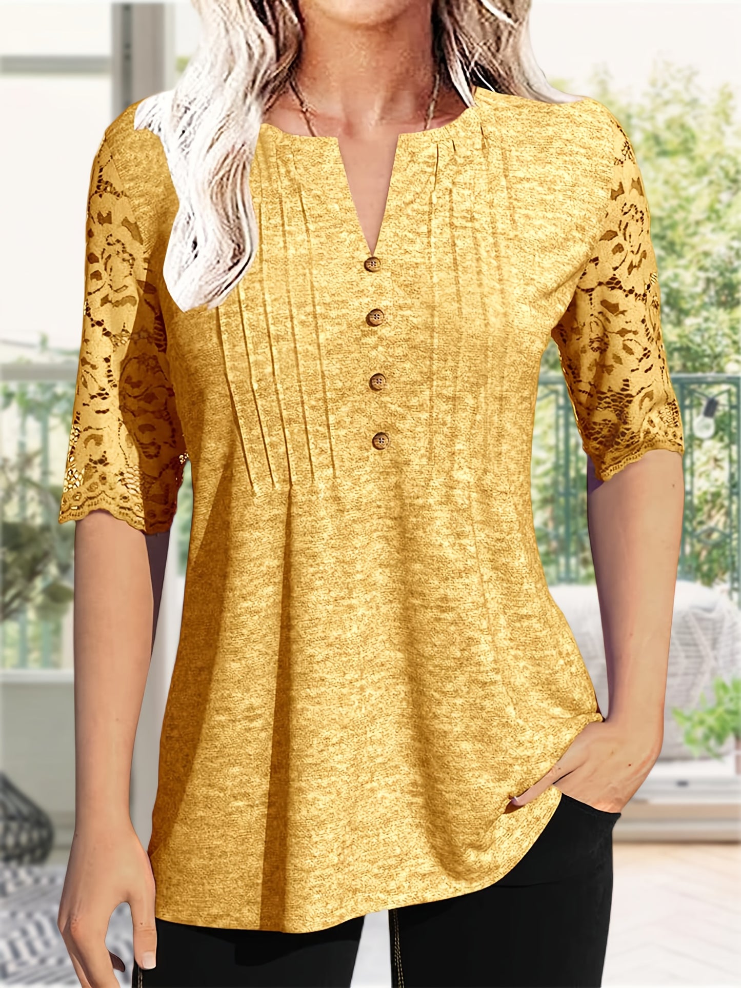 Women'S Zipper Summer Pleated Button Short Sleeve T-Shirt