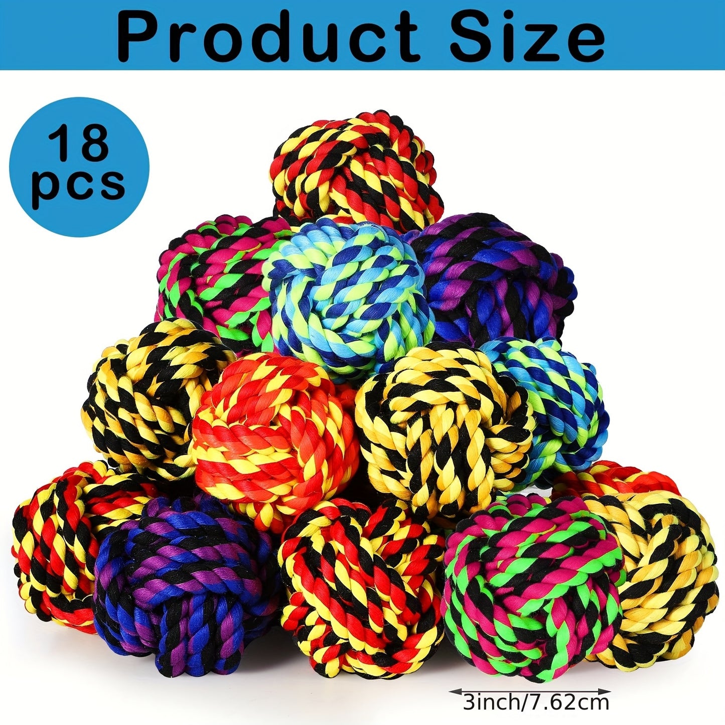 18pcs Dog Rope Ball Dog Toy For Aggressive Chewers