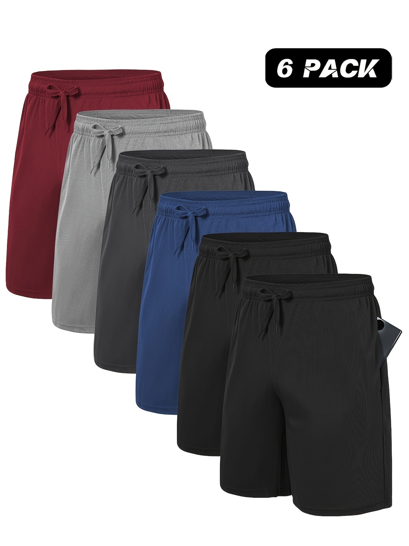 Men'S Shorts 6 Pack Summer Lightweight Quick Dry Athletic