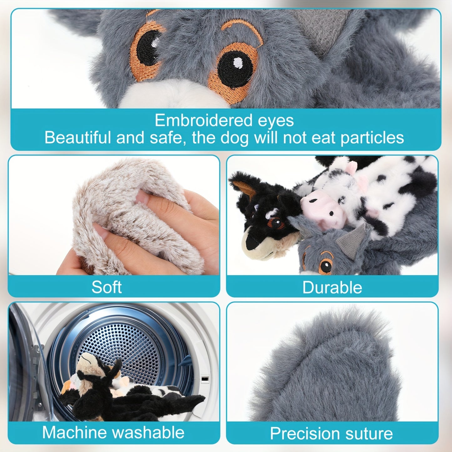 10pcs Squeaky Dog Toys, No Stuffing Plush Chew Toys