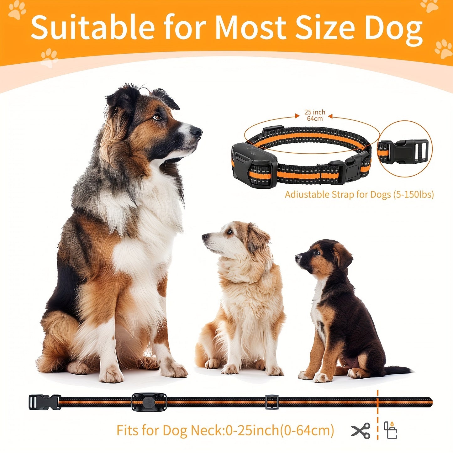 1/2 Collars, 3300ft Range Dog Training Collars With Remote, Adjustable Nylon Strap, With Beep 1-8, Vibration 1-16, Safe Shock 1-99, Rechargeable Waterproof, For Small To Large Dogs 5-150lbs