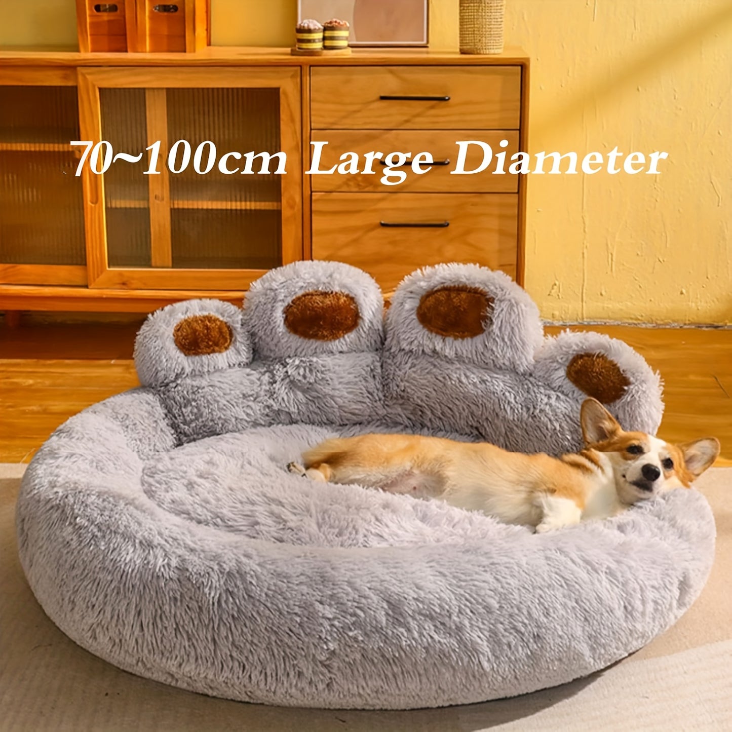 Ultra Soft Plush Pet Bed & Cozy Nest, Available In L, XL, 2XL, Non-Slip Dog & Cat Cushion, Furry Kennel, Perfect Holiday Gift Choice.