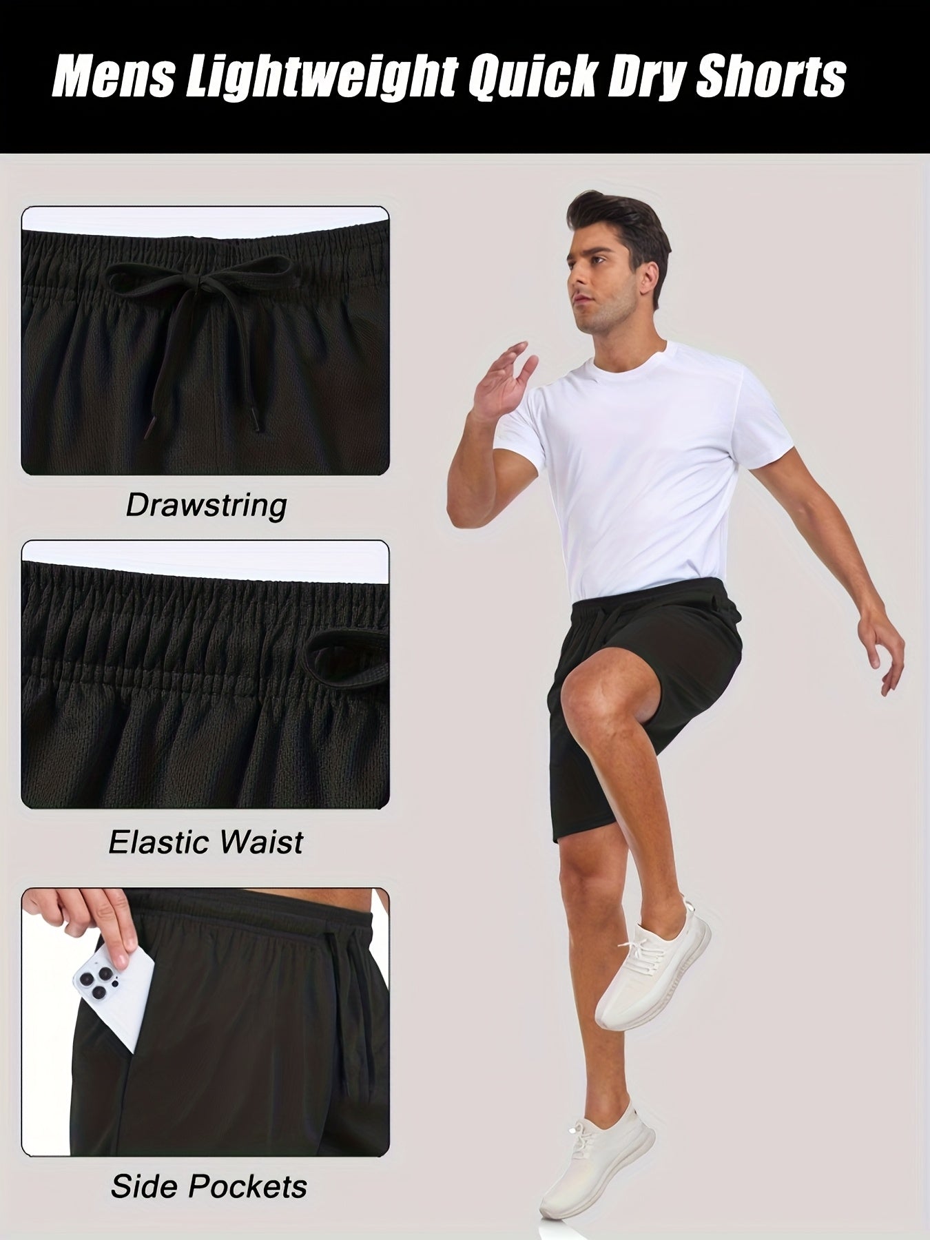 Men'S Shorts 6 Pack Summer Lightweight Quick Dry Athletic