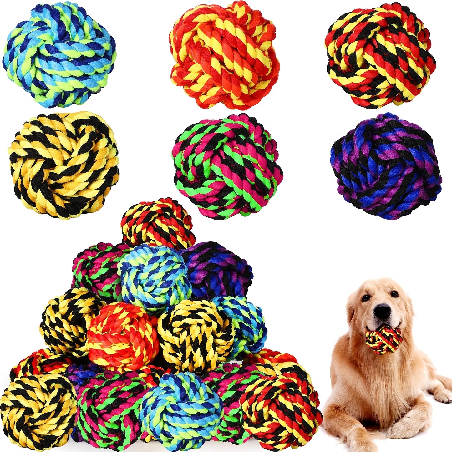 18pcs Dog Rope Ball Dog Toy For Aggressive Chewers