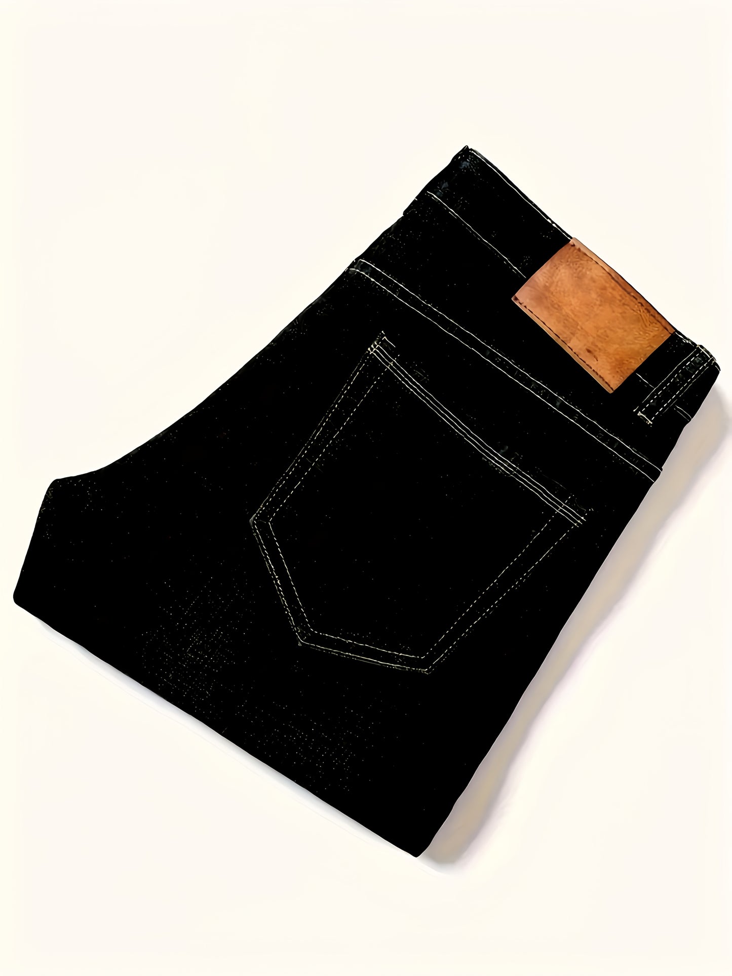 Men'S Classic Straight-Leg Jeans - Suitable for All-Season Business Casual, Black Color, with Stitching Details, Polyester Blend, Machine Washable, Tailored Fit Jeans for Various Casual Outings And Dates.